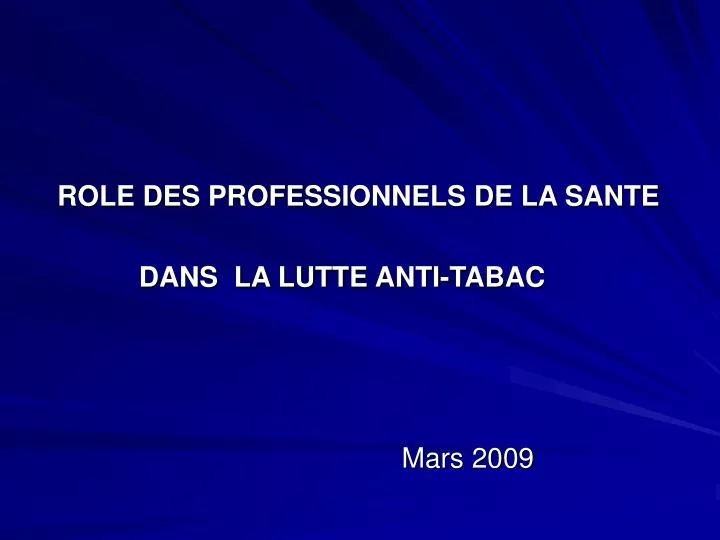 role des professionnels de la sante dans la lutte anti tabac