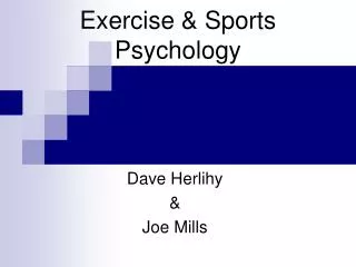 Exercise &amp; Sports Psychology