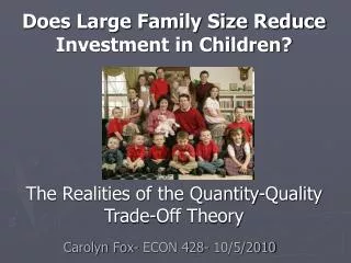 Does Large Family Size Reduce Investment in Children? The Realities of the Quantity-Quality Trade-Off Theory