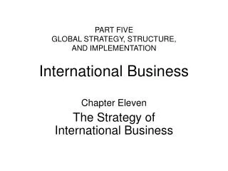 PART FIVE GLOBAL STRATEGY, STRUCTURE, AND IMPLEMENTATION International Business