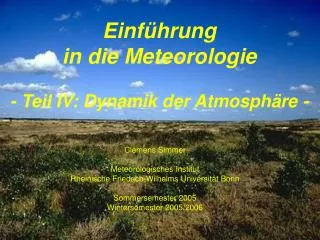 Einführung in die Meteorologie - Teil IV: Dynamik der Atmosphäre -