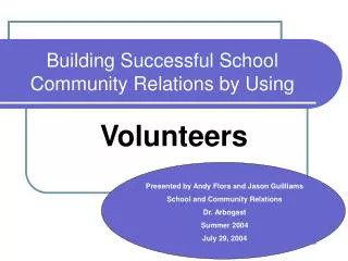 Building Successful School Community Relations by Using