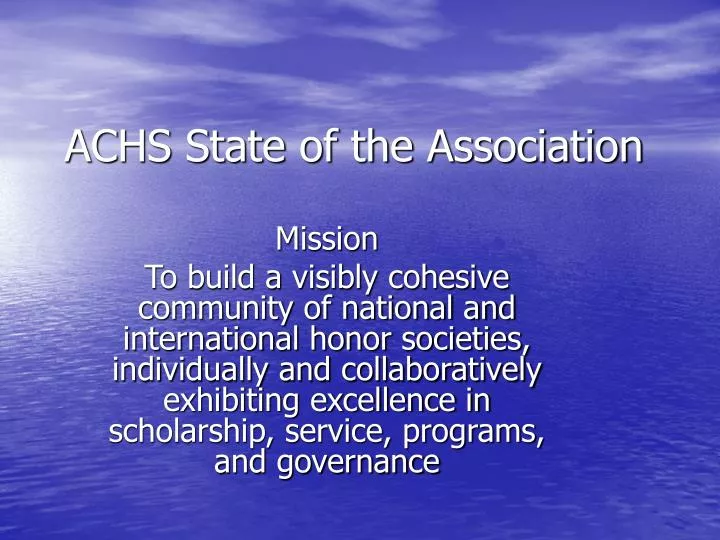 achs state of the association