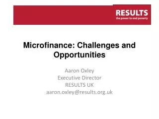 Microfinance: Challenges and Opportunities