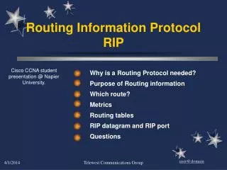 Routing Information Protocol RIP