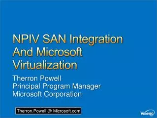 NPIV SAN Integration And Microsoft Virtualization