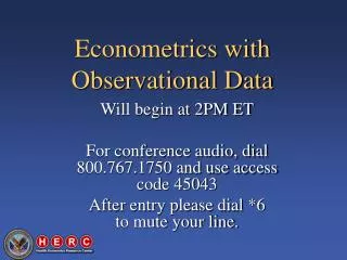 Econometrics with Observational Data