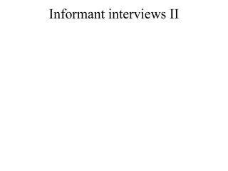 Informant interviews II