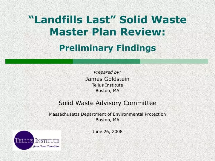 landfills last solid waste master plan review preliminary findings