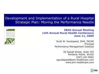 Development and Implementation of a Rural Hospital Strategic Plan: Moving the Performance Needle