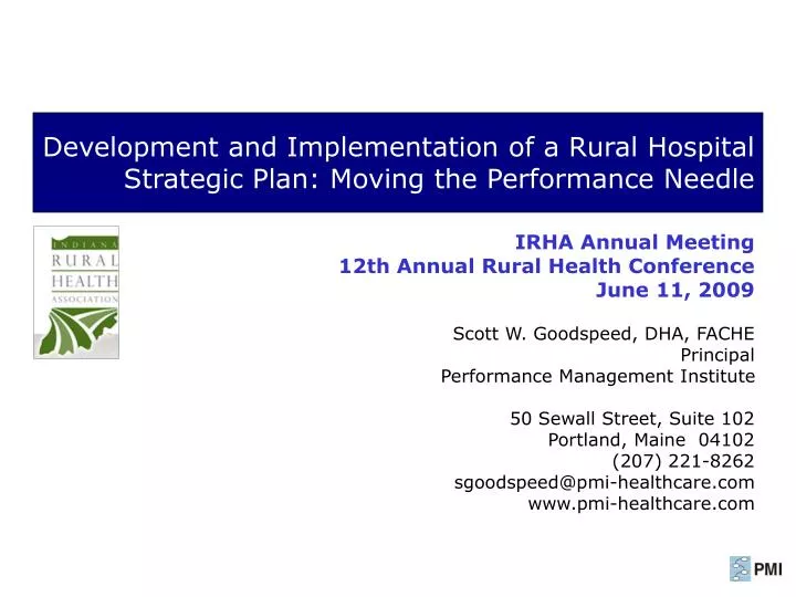 development and implementation of a rural hospital strategic plan moving the performance needle