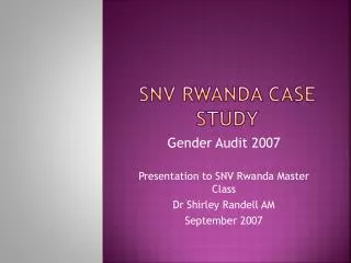 SNV Rwanda Case Study