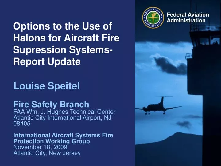options to the use of halons for aircraft fire supression systems report update