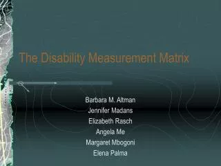 The Disability Measurement Matrix