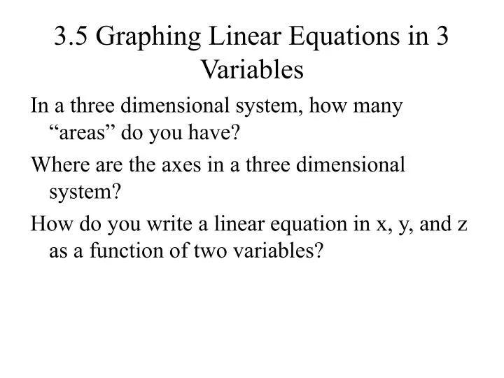 3 5 graphing linear equations in 3 variables
