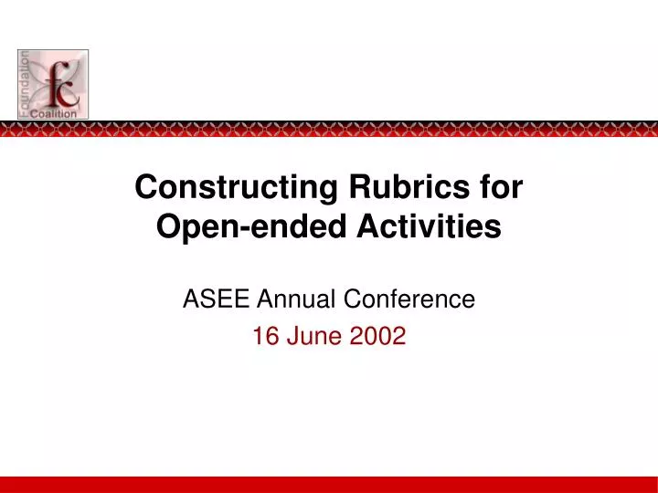 constructing rubrics for open ended activities