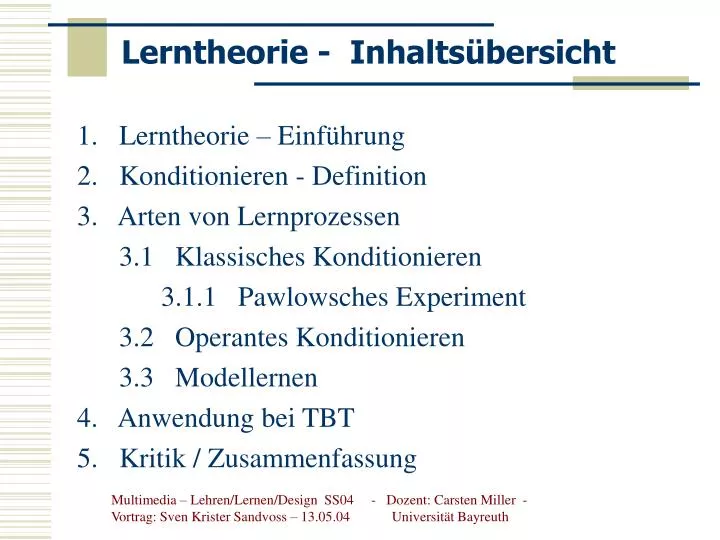 lerntheorie inhalts bersicht