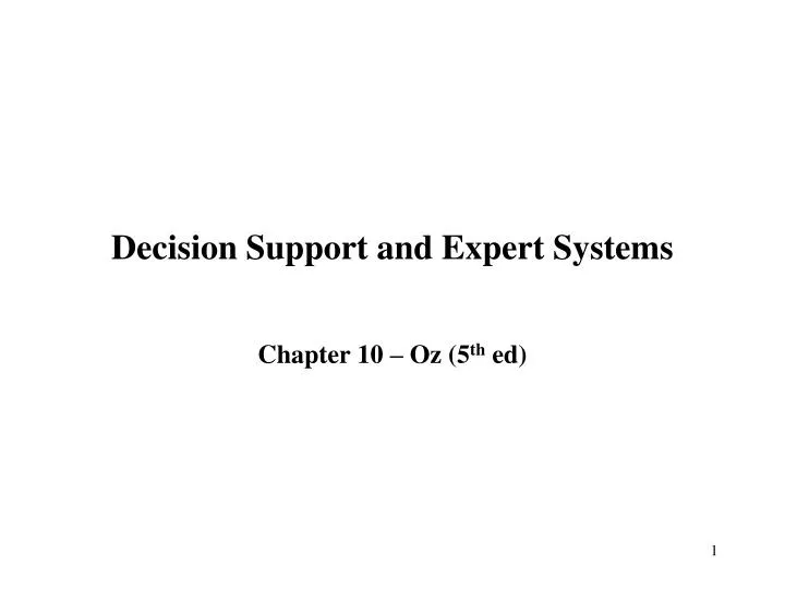 decision support and expert systems