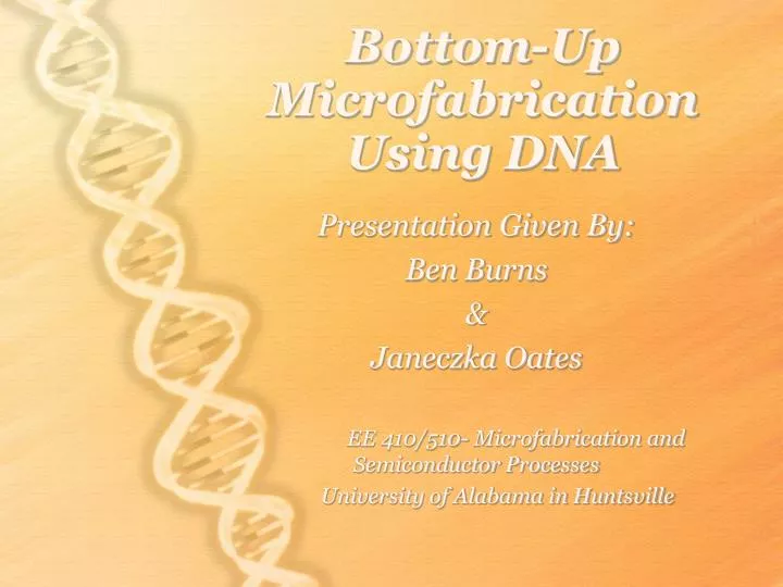 bottom up microfabrication using dna