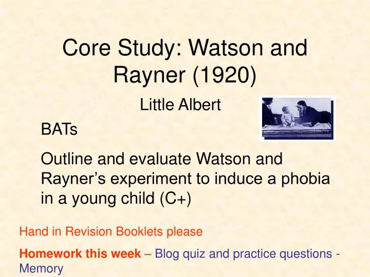 core study watson and rayner 1920