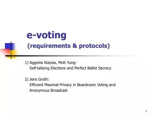 e-voting (requirements &amp; protocols)