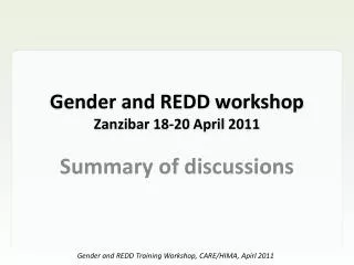 Gender and REDD workshop Zanzibar 18-20 April 2011