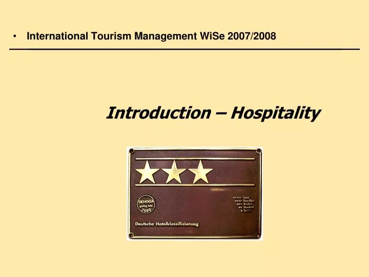 introduction hospitality