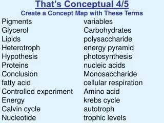 That’s Conceptual 4/5 Create a Concept Map with These Terms