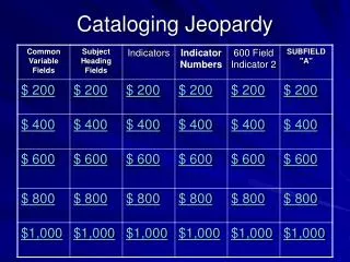 Cataloging Jeopardy