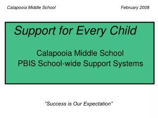 Support for Every Child Calapooia Middle School PBIS School-wide Support Systems