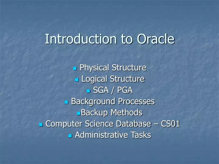 introduction to oracle