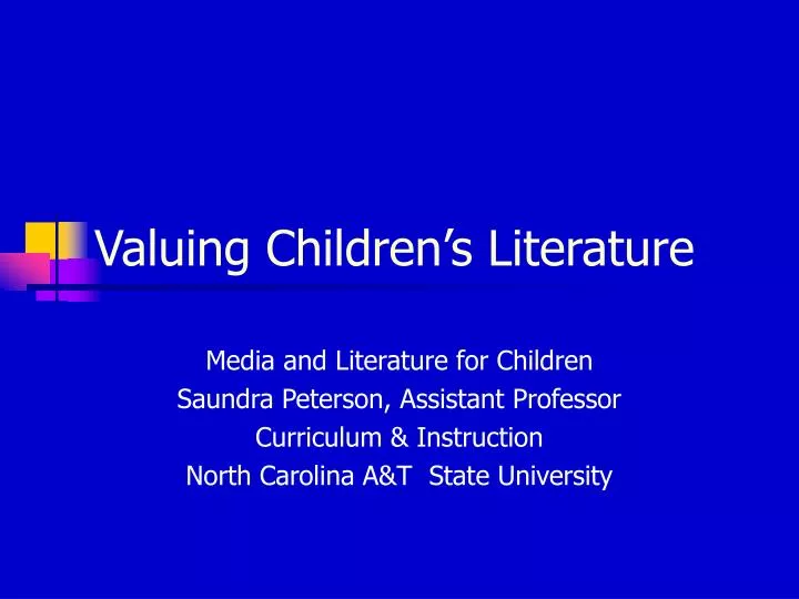 valuing children s literature