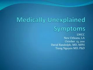 Medically Unexplained Symptoms