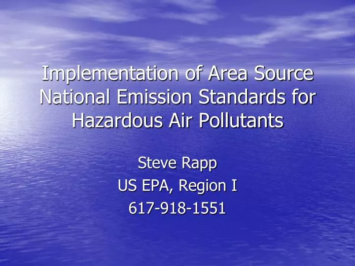 implementation of area source national emission standards for hazardous air pollutants