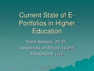 Current State of E-Portfolios in Higher Education