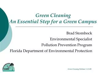 Green Cleaning An Essential Step for a Green Campus
