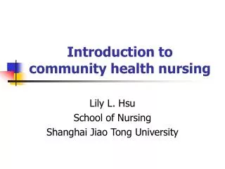 Introduction to community health nursing