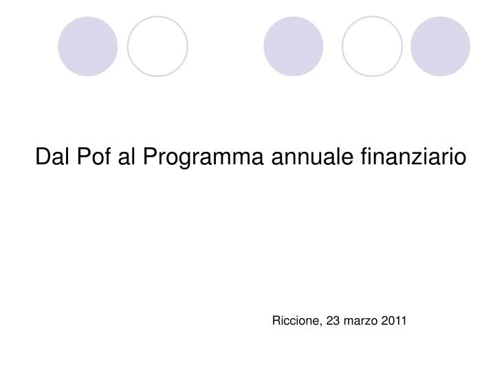 dal pof al programma annuale finanziario