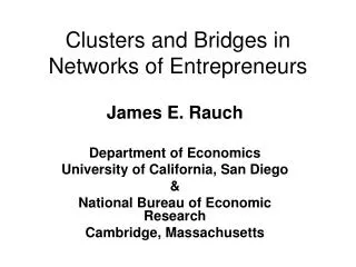 Clusters and Bridges in Networks of Entrepreneurs