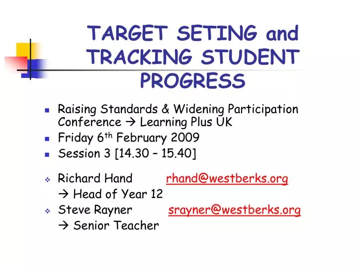 target seting and tracking student progress