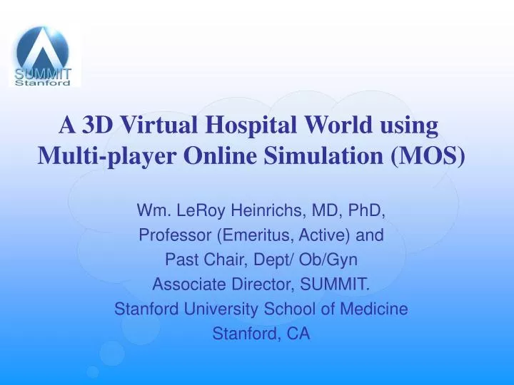a 3d virtual hospital world using multi player online simulation mos