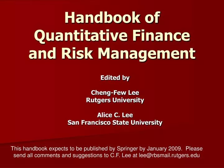 handbook of quantitative finance and risk management