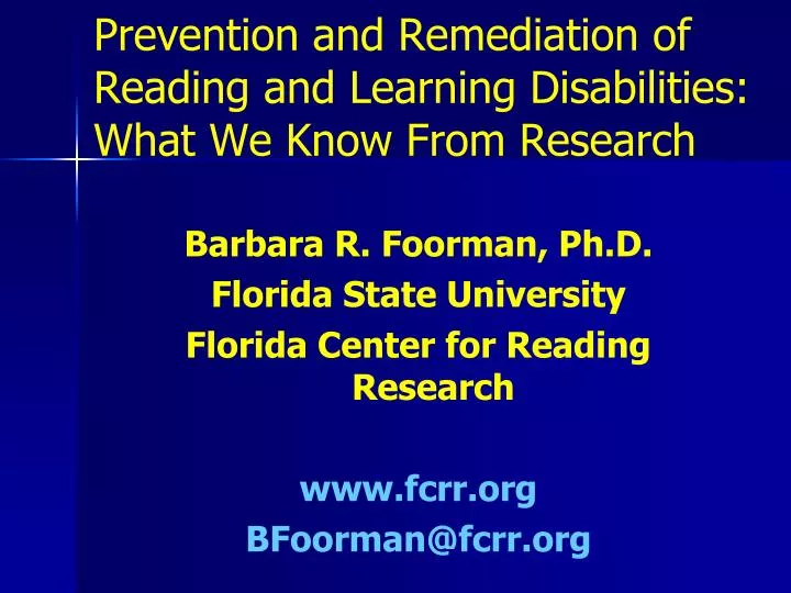 prevention and remediation of reading and learning disabilities what we know from research