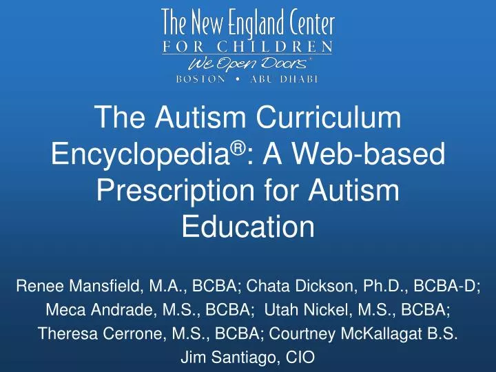 the autism curriculum encyclopedia a web based prescription for autism education