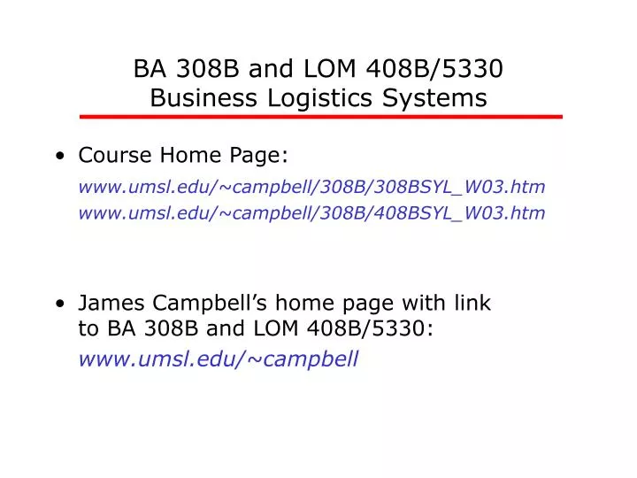ba 308b and lom 408b 5330 business logistics systems