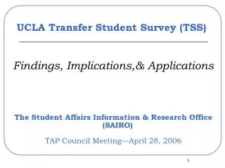 UCLA Transfer Student Survey (TSS)