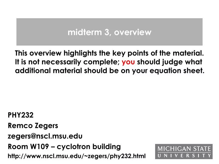 midterm 3 overview