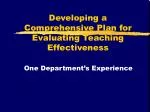 Developing a Comprehensive Plan for Evaluating Teaching Effectiveness - slide 1