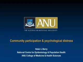 Community participation &amp; psychological distress