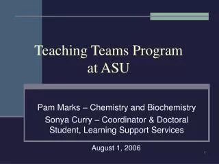 Teaching Teams Program at ASU